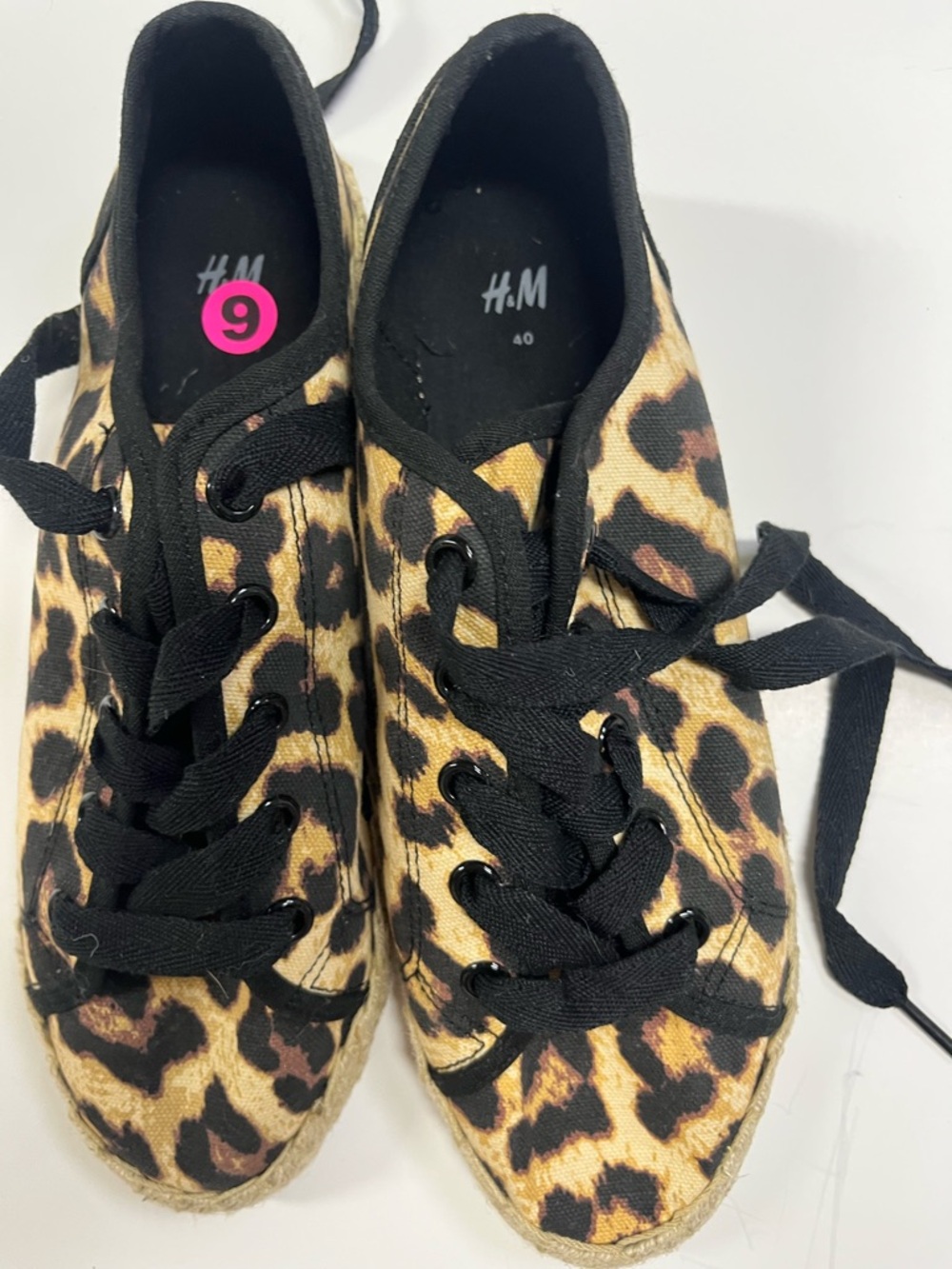 H&M Leopard-Print Low-Top Sneakers in Black and Brown